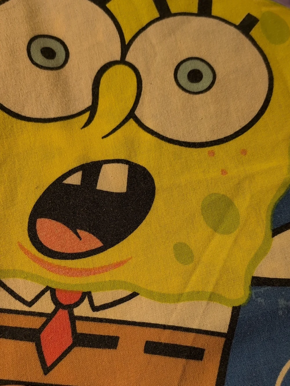 Vintage SpongeBob SquarePants Pillowcase Jellyfish Squidward Blue Kids Bedding
